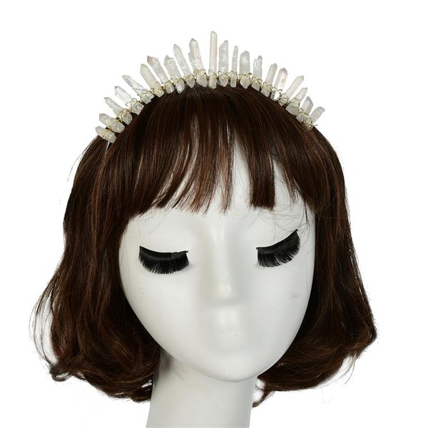 

headband europe style handmade crystal headbands personality innovative refreshing hair accessories headdress for women, Golden;white