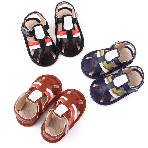 

sandals summer baby boys breathable anti-slip shoes, Black;red