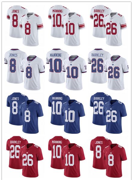 

men women youth new york giants 26 saquon barkley 10 eli manning 8 daniel jones 56 lawrence taylor football jerseys blue red rush, Black;red