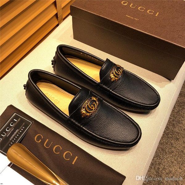 

18ss moccasins men genuine leather men's flats casual luxury brands men loafers comfortable soft driving shoes slip on shoes black yy7
