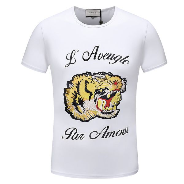 

summer men's t-shirt short sleeve crocodile embroidery shirt man's, White