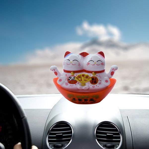 New Style Car Decoration Accessories Abs Material Solar Car Dashboard 3 Kinds Of Models Ingot Lucky Cat Creative Doll Ornaments Car Interior Decor Car