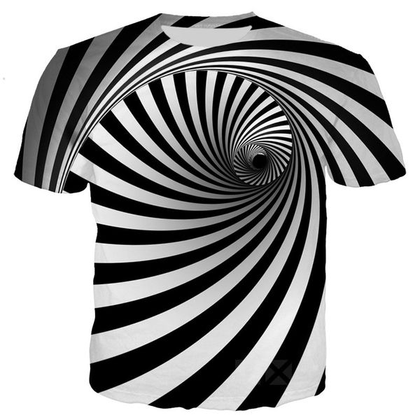 

new fashion women/men black and white vertigo hypnotic summer short sleeves funny 3d print t-shirt casual k128, White;black
