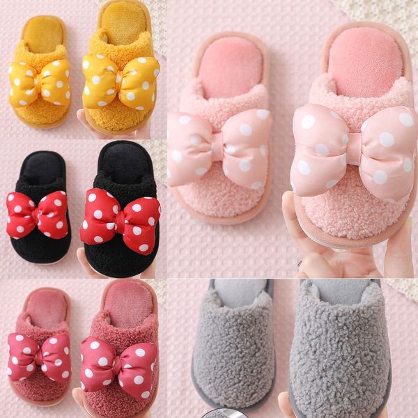 

children' cotton girls cotton slippers winter parent-child shoes indoor baby home cute warm three-mouth woolen slippers men, Black;grey