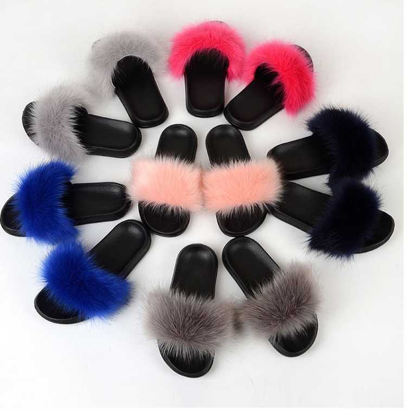 

fur slippers women's fashion artificial wool slippers outdoor sandals, Black