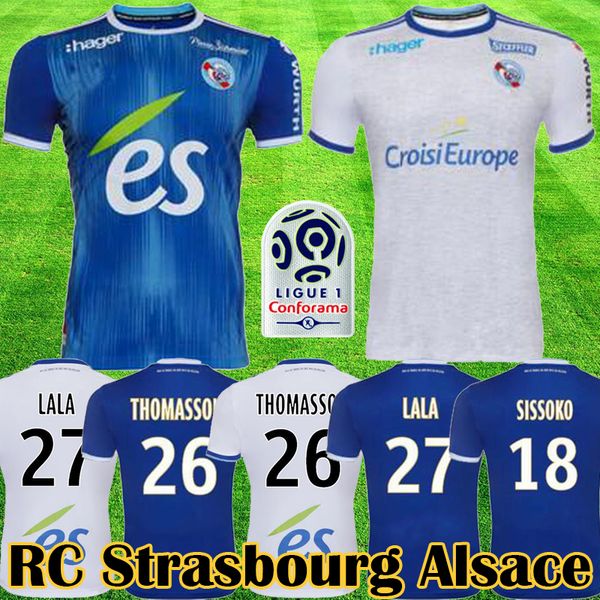 

19 20 maillot rc strasbourg alsace soccer jersey 2019 2020 football shirts djiku thomasson lala mothiba sissoko football jersey, Black;yellow