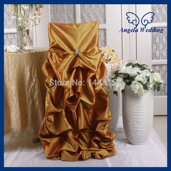 

ch003m wholesale custom made fancy ruffled taffeta wedding gold gathered chiavari chair cover with buckle