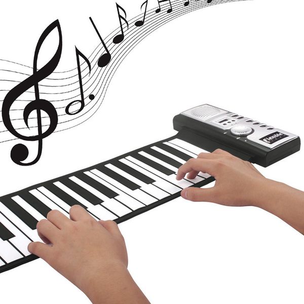 de piano portátil dobrável 61 teclas flexível macio elétrica Digital Roll Up Keyboard Piano Piano Loudspeak aprendizagem eletrônica