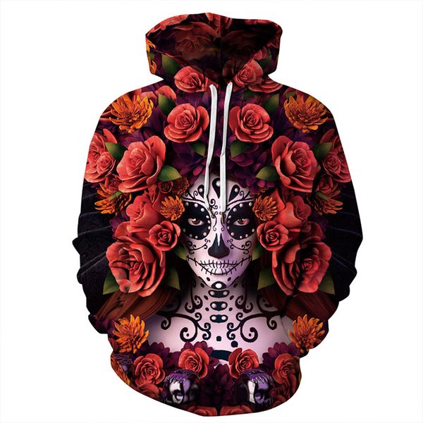 

new style men's designer hoodies stretch sweatshirts hip hop pullovers sportswear 3d printing skulls couples with clothing s-5xl 121, Black