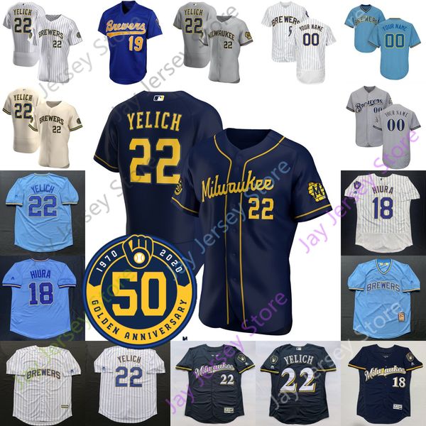

2020 milwaukee jersey brewers yount josh hader woodruff orlando arcia keston hiura justin smoak eric sogard lorenzo cain christian yelich, Blue;black