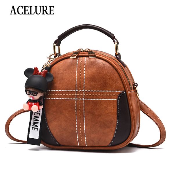 

acelure design fashion women shoulder bag leather women's crossbody messenger bags ladies purse female round bolsa handbag
