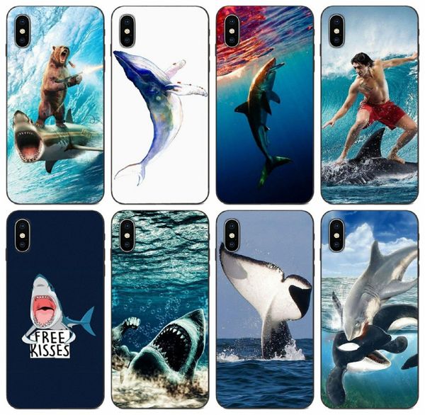 

tongtrade] акула рыба забавный серфинг чехол для iphone 11 pro max x xs 8s 7s 6s 5s plus galaxy a10 a10e a10s honor v9 play sony xperia xz