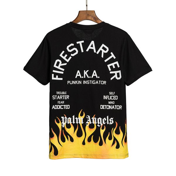 

beauty tide palm orange flame pa angels loose sports casual t-shirt men and women, Black;brown