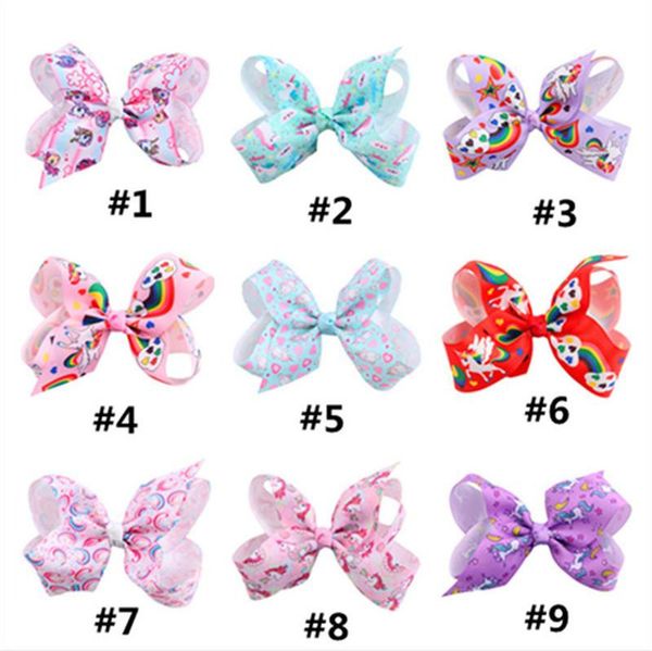 

girls unicorn swia hair bows alligator clip 12cm large rainbow bowknot barrettes hairpins kids headwear hairclip hair accessories  color, Slivery;white