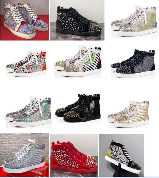 

2019 new original designer chain reaction red bottom sneaker men casual shoes luxury women soft summer leisure sport fashion party wedding, Black