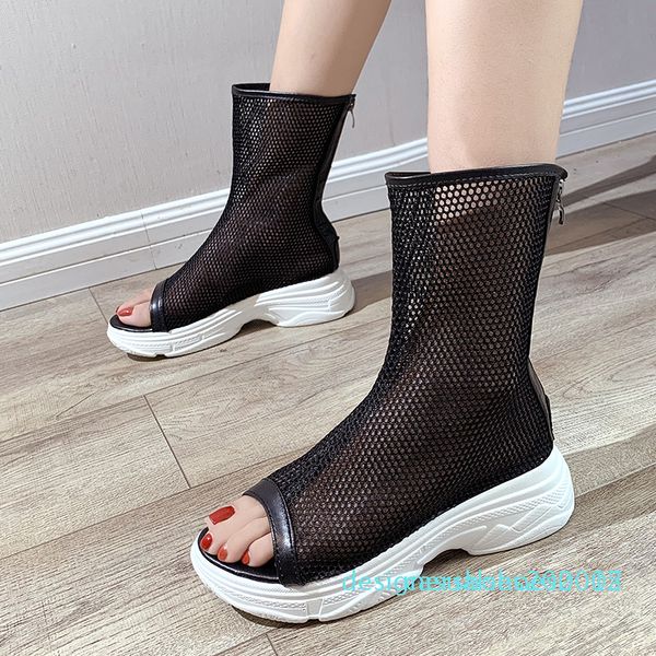 

2020 summer shoes sandal woman clear heels wedge med sale of women's shoes luxury sandals suit female beige d05, Black