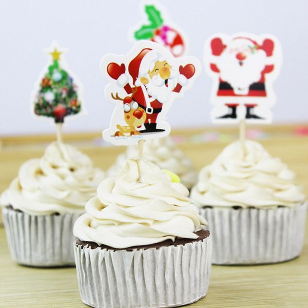 

24 pcs/bag christmas tree old man cake decoration christmas new year party decoration decorations for home