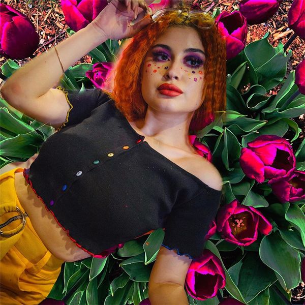 

new style women t-shirts summer casual short sleeve button vest skinny summer casual patchwork short t-shirt 2019, White