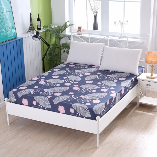 

lagmta 1pc 100% cotton fitted sheet plant cartoon plaid mattress cover four corners with elastic sheet can be customizable