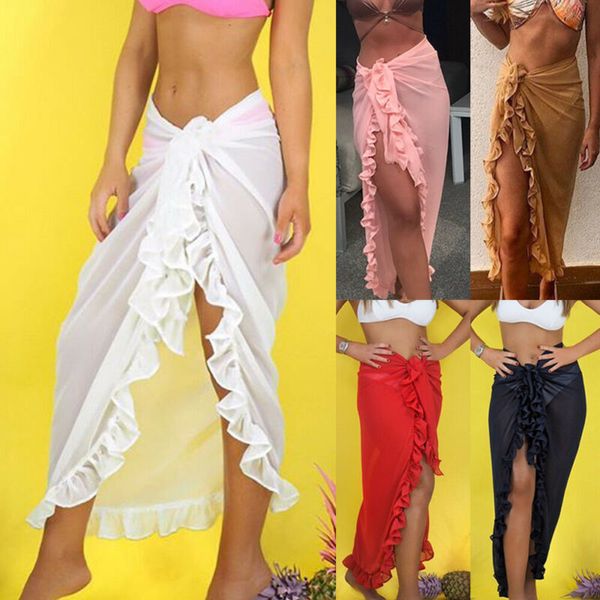 

fashion casual women swimwear bikini cover up sheer beach skirt sarong pareo long maxi dress cover-ups