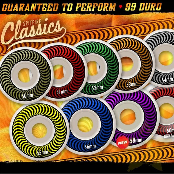 

usa brand spifire classic skateboard wheels 4pcs 50 51 52 55 56mm double rocker wheel for durable aggressive rodas skate