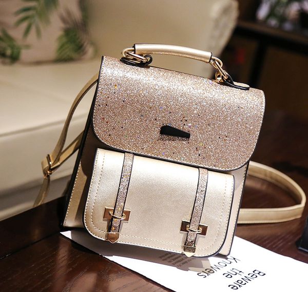 

designer women backpack sequins fashion backpack for women lady shoulder bag handbag rainbow sequins decoration bag small travel bags//
