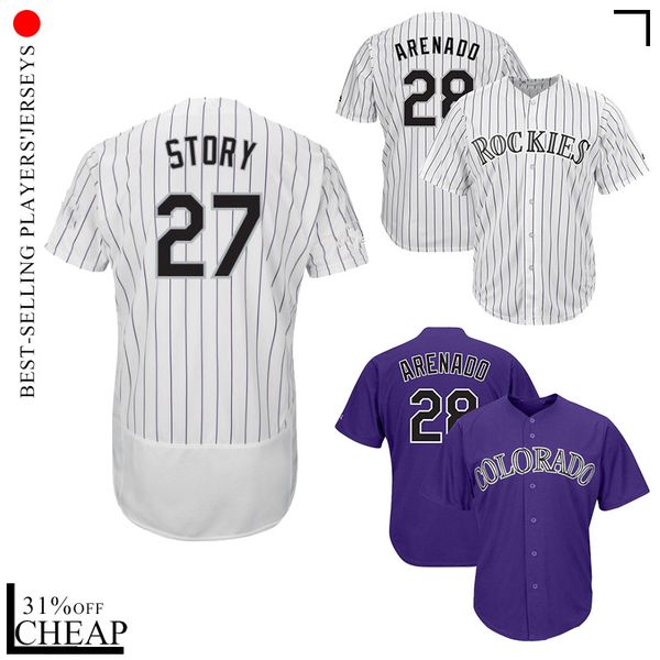 

Colorado 27 Trevor Story Rockies 28 Nolan Arenado Baseball Jerseys 2018-2019 new