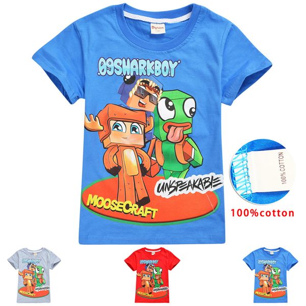 

moosecraft printed kids tee shirts 3 colors 6-14t kids boys girls cartoon printed cotton t shirts tees kids designer clothes ss207, Blue