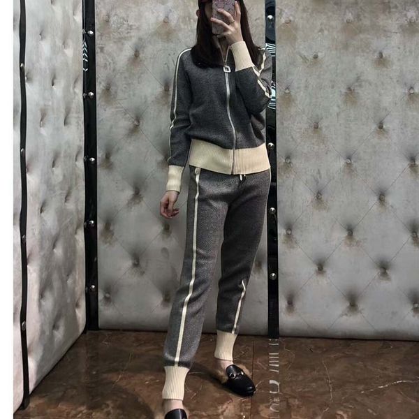 

новое прибытие женские с длинным рукавом спортивные костюмы класса люкс два кусочка брюки zipper куртка с шаровары костюм конструктора show, White