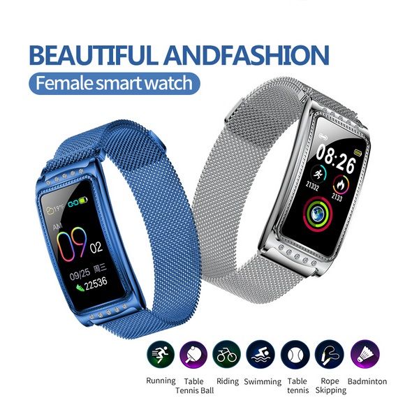 

f28 women smart watch heart rate blood pressure female physiological period reminder sports fitness bracelet gifts for lady girl