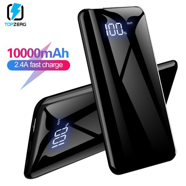 

10000mah power bank usb c 2.4a input led digital display battery bank portable quick charging pawer bank for iphone xiaomi mi 9t