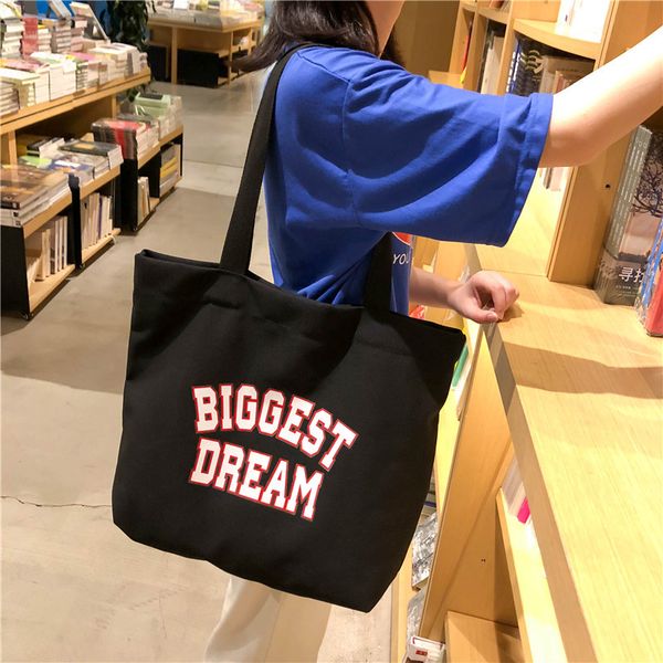 

новая мода печатный письмо холщовый мешок открытый путешествие студенческие сумки на ремне большой емкости окружающей среды портативный