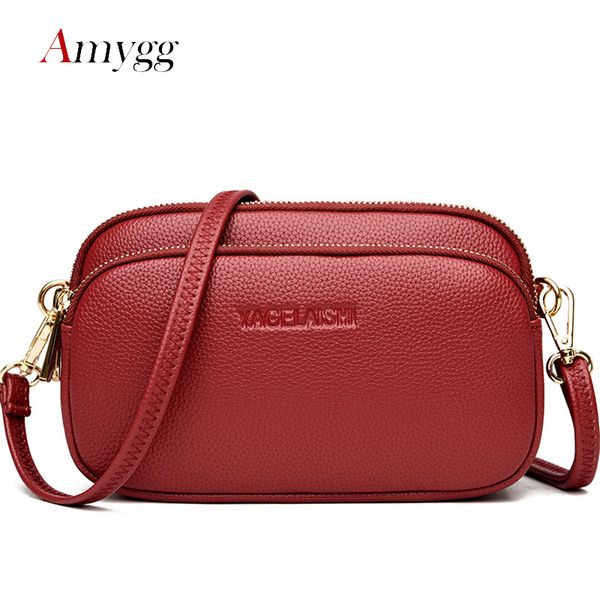 

fashion women's bags multi-layer simple solid handbag small shoulder bags female crossbody messenge lady phone purses