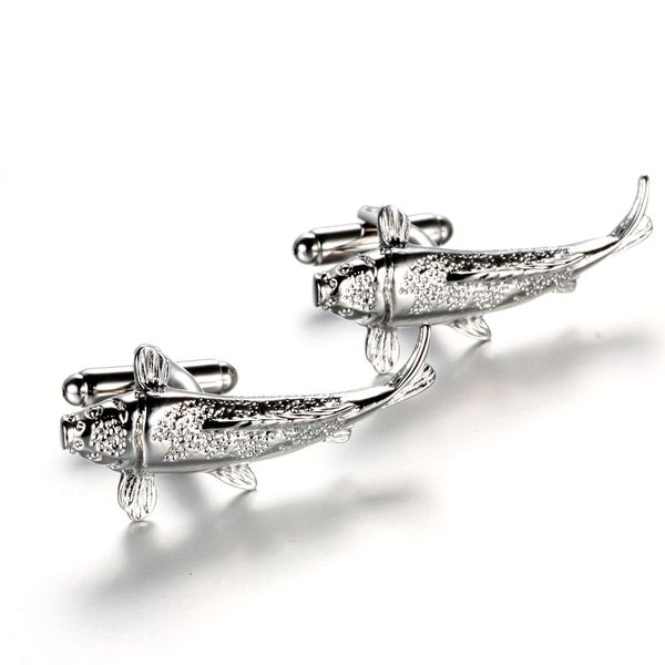 

mens fish cuff links cufflinks business shirt suit wedding jewelry gift, Silver