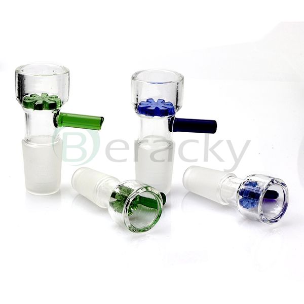 Slide Glass Bowls Bunte Schneeflocken-Filterschale mit Wabensieb 14 mm 18 mm männliche berauschende Glasschale Bongschale für Glasbongs Bohrinseln