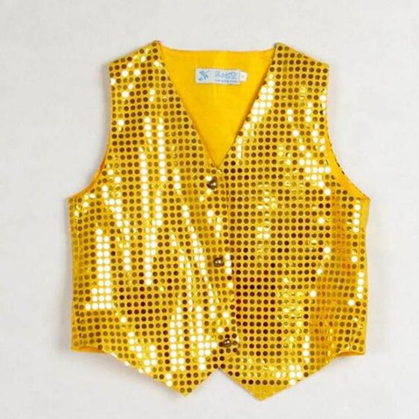 

children's clothing boys choir students performing kids hip-hop jazz dance sequined vest dance wear costumes, Black;red