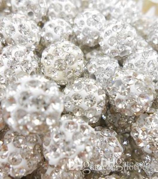 

10mm white clear micro pave cz disco ball crystal crystal bead bracelet necklace beads.sec wholesale stockmixed lot