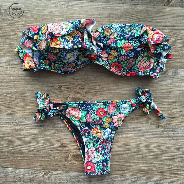 

new bandage beach strapless swimwear brazilian bikinis 2019 polyester women swimsuit bikini set biquini bathing suits 485, White;black