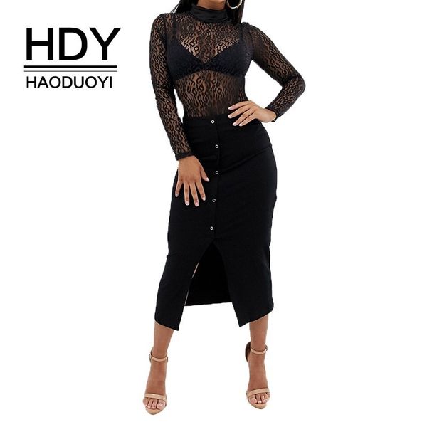 

hdy haoduoyi 2019 summer spring lady skinny perspective lace leopard jumpsuit new arrival women bodysuit, Black;white