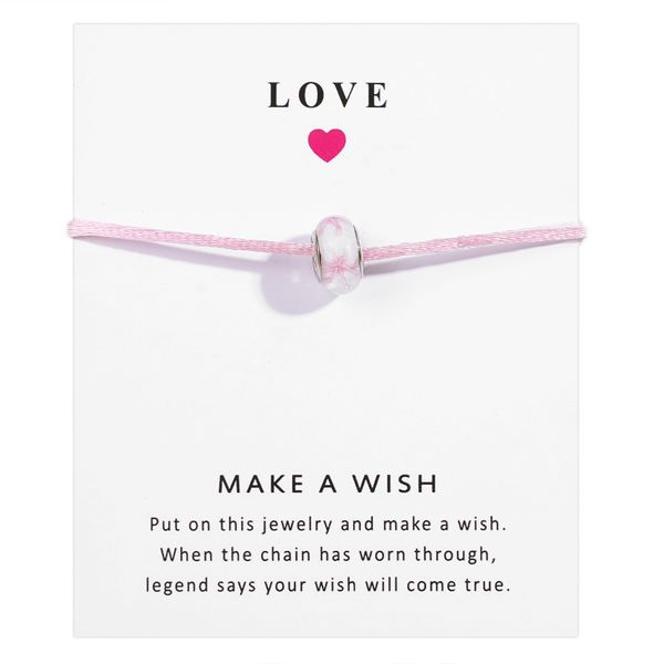 

ceramic beads adjustable charm various style pendant bracelets multicolor wax cord wish card bracelets for family friend gift, Black