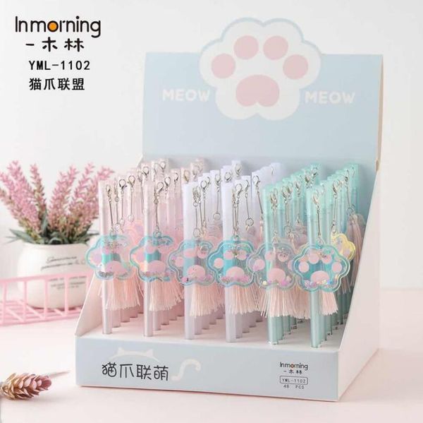 

48pcs/set cute gel pens cat claw pen fresh kawaii ballpoint school canetas boligrafos gift stationery office supply 0.5mm