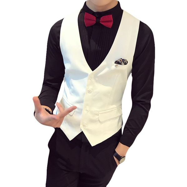 

s-5lx 2019 new wedding dress high-quality goods cotton men's fashion design suit vest/high-end men's business casual suit vest, Black;white