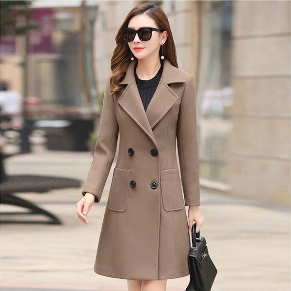 

women winter wool coats 2019 new slim fit fashion casual plus size womens coat jacket khaki y190926, Black