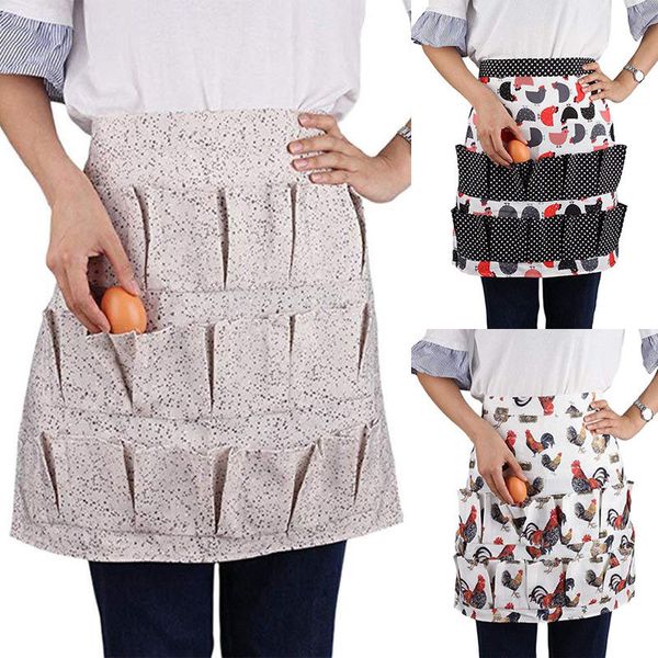 

12 pockets aprons home garden farmhouse chicken egg collecting harvest polyester cleaning apron carrier