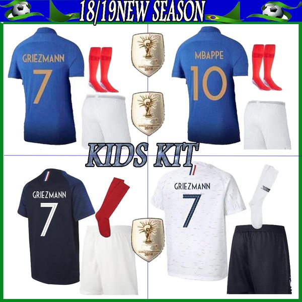 

France occer jer ey home away franch kid kit 1819 pogba griezmann mbappe france kid kit occer jer ey pant ock