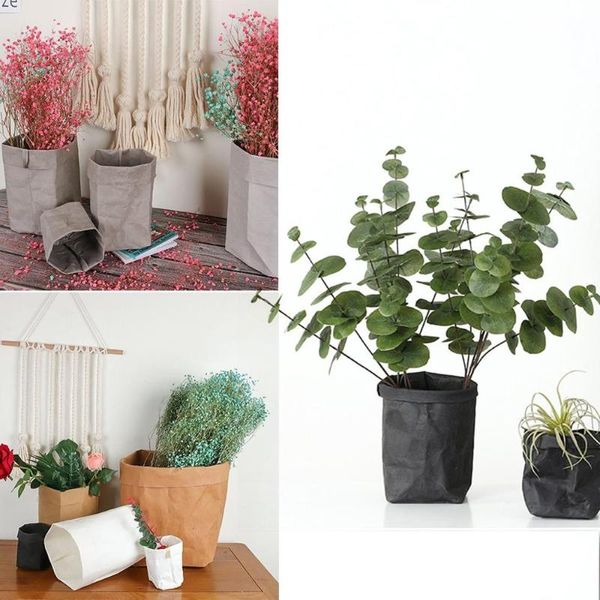 

mini succulents planter pot washable kraft paper bag plant flowers pots multifunction home storage bag reuse swwq