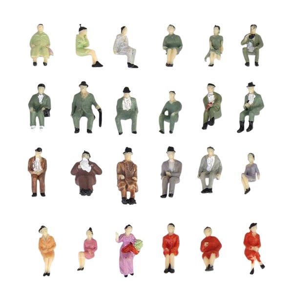 

50pcs 1/87 miniature painted seated people model street figurine for train layout diorama