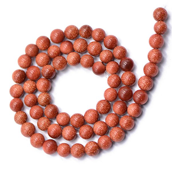 

6mm gold sand stone loose beads strand 15 inch, Black