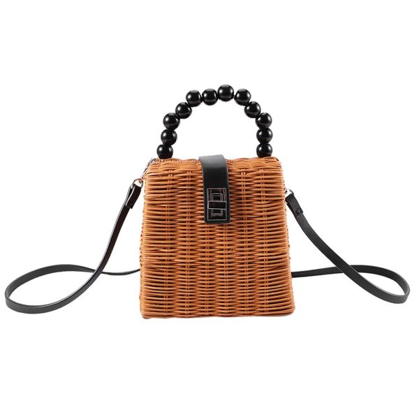 

бусина ручной соломы мешок женщина малого tote сумка для летних путешествий handle bag ladies плеча для девочек