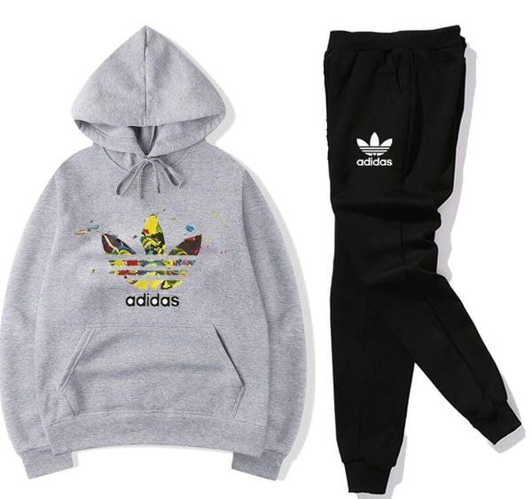 

277 men's and women's fashion individuality designer sport casual two-piece jogging brand tÃ³mmy sport suit, size s-3xl, Gray